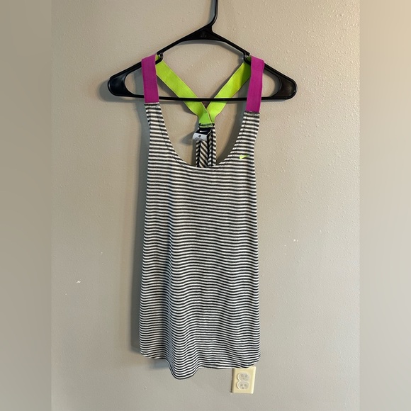 🔴Nike Striped Tank Top - Black, White, Lime, Magenta - Picture 1 of 3